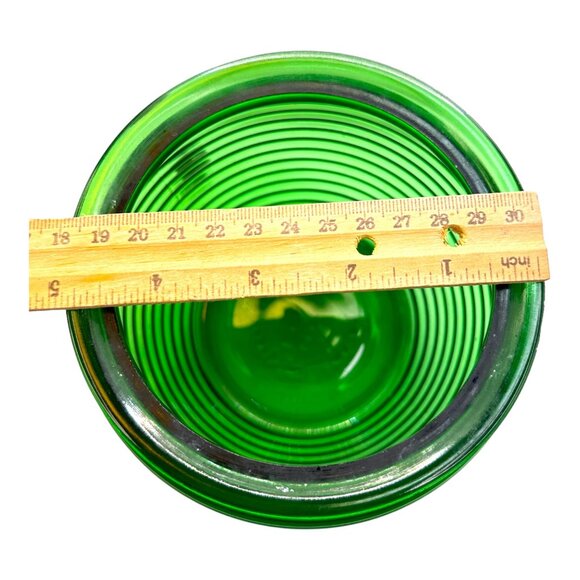 Vintage National Pottery Emerald Green Bee Hive Ribbed Glass Vase MCM EUC - Picture 8 of 9